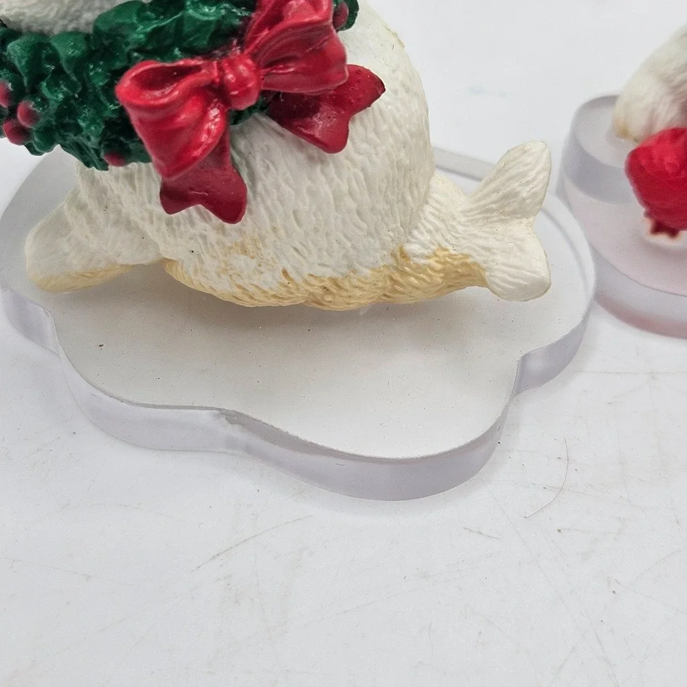 Vintage‎ Morehead Seal Christmas Ornaments Lot of 3 Wreath Bird Acrylic Base